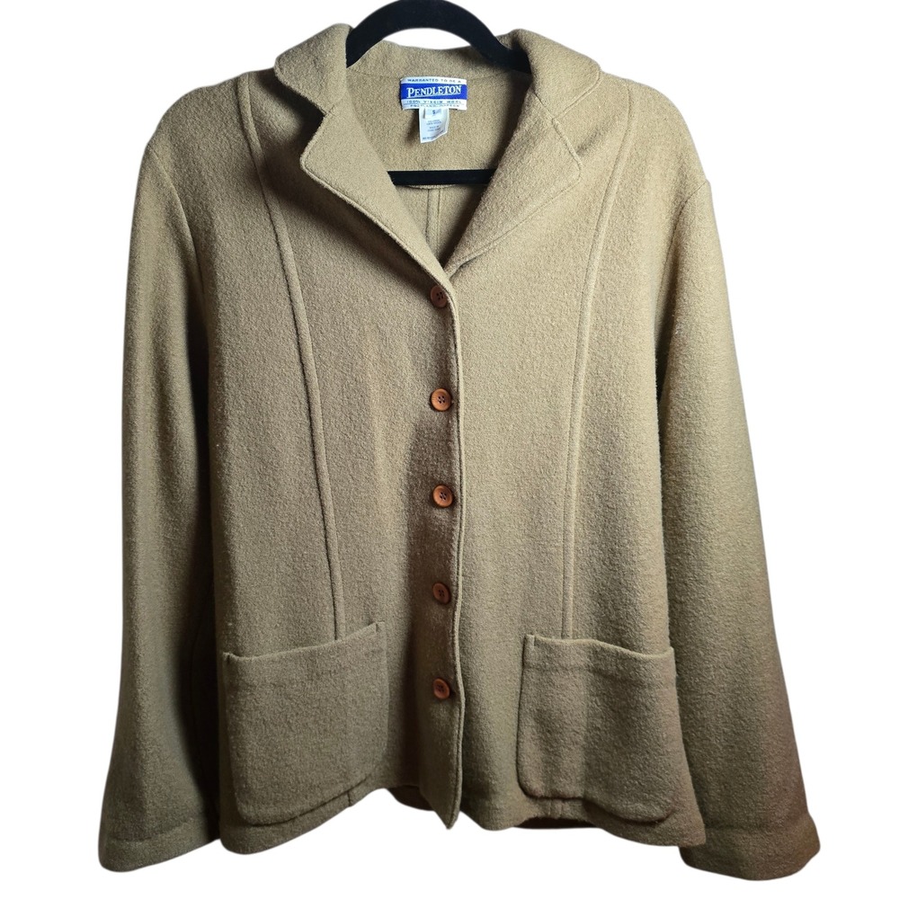 Pendleton 100%‎ Virgin Wool Shacket Jacket Button Front Patch Pockets Neutral S